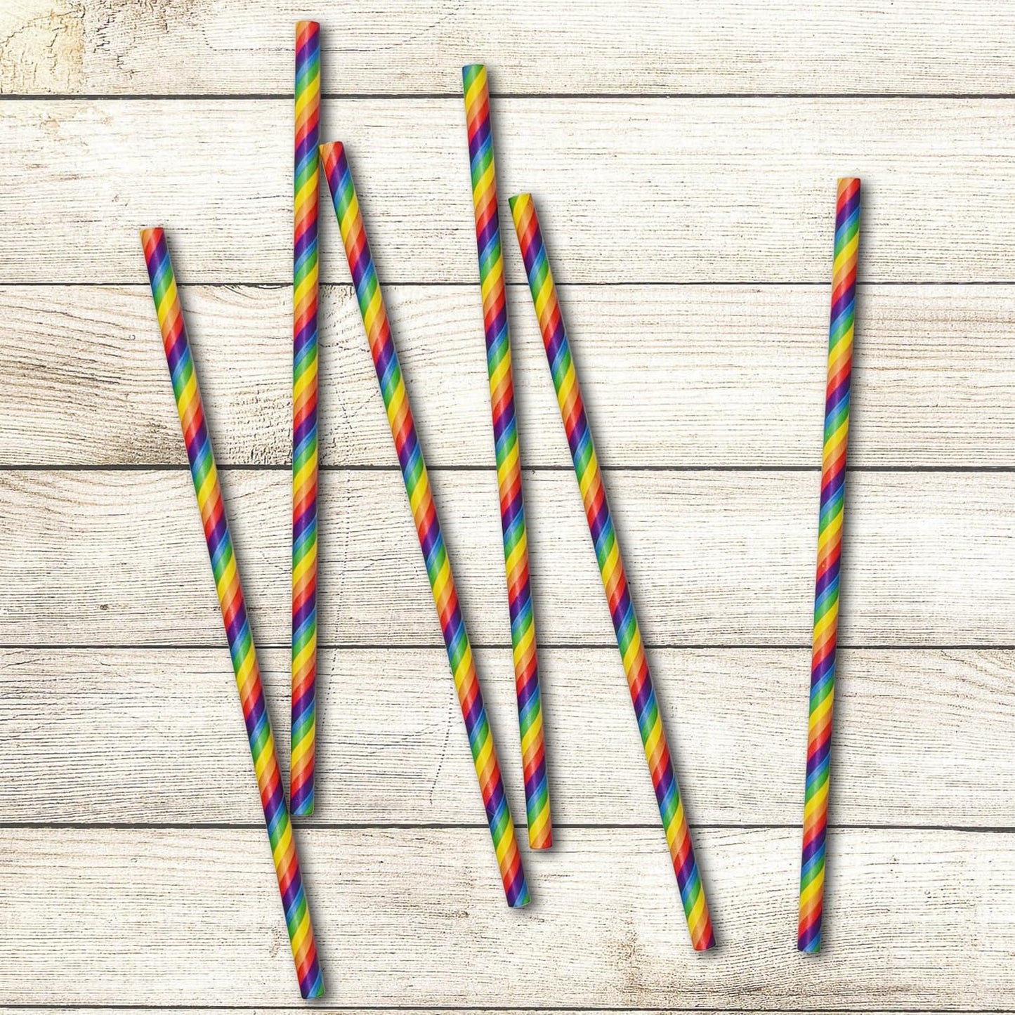 Rainbow Paper Straws for Wedding Party Summmer Party Beach Cocktail Baby Shower Biodegradable Drinking Straws Box of 100