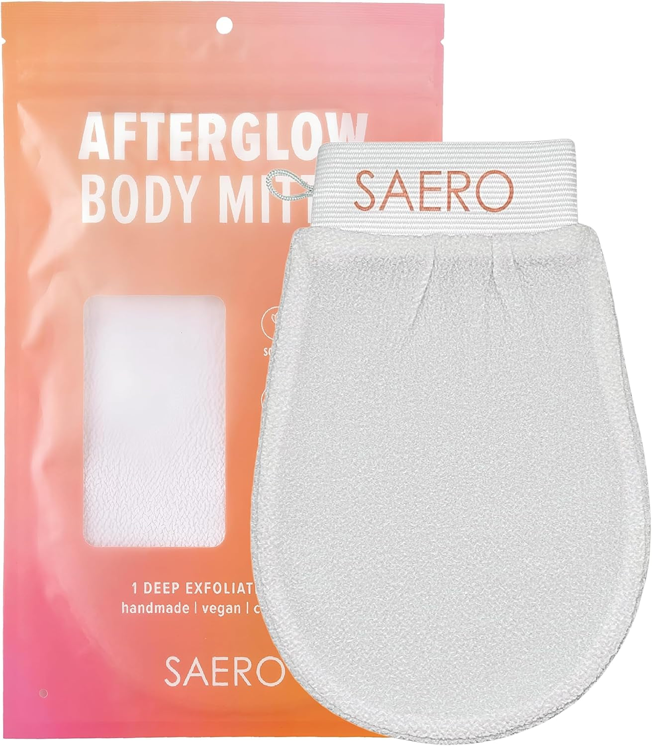 SAERO Original Korean Exfoliating Mitt – Premium Viscose Glove for Deep Body Scrub, Self-Tan Prep, Keratosis Pilaris & Ingrown Hair – Reusable, Fast-Drying, Vegan & Halal-Certified