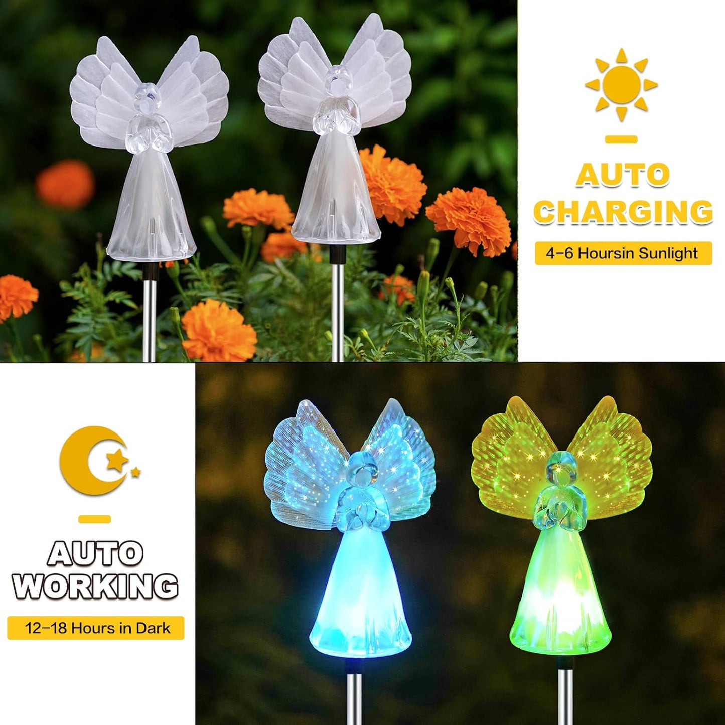 Outdoor Solar Garden Lights;2 Pack Solar Angel Decorative Lights
