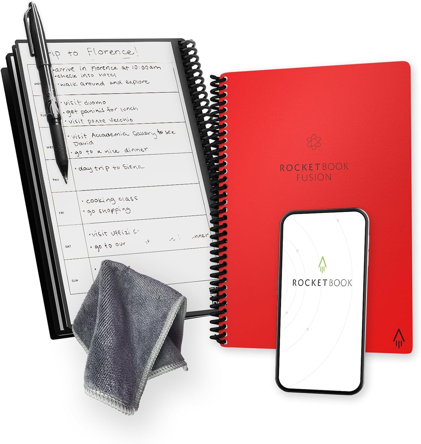 Rocketbook Fusion Smart Reusable Planner & Notebook — 7 Page Templates, Digitize & Erase, Eco-Friendly