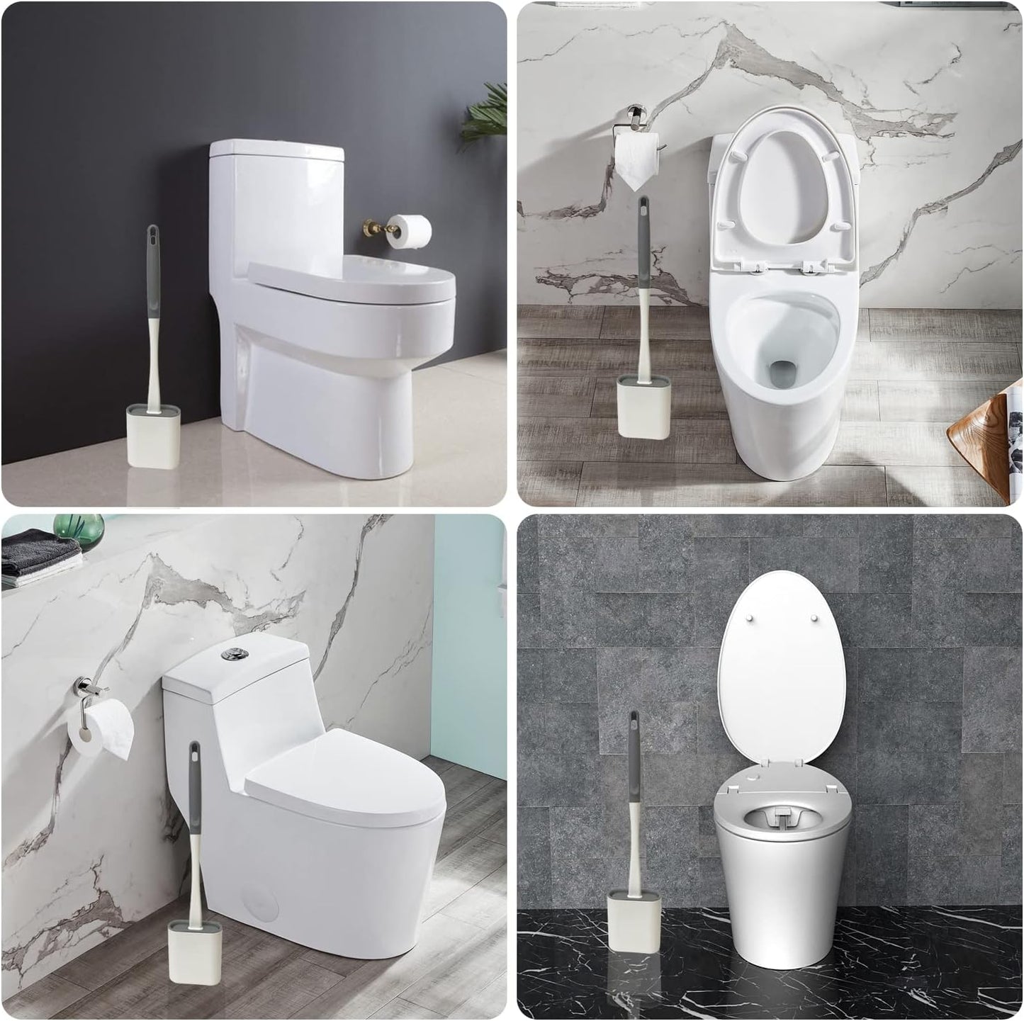 Silicone Toilet Brush with Wall Mount & Ventilated Base – Soft TPR Bristles for Deep Cleaning