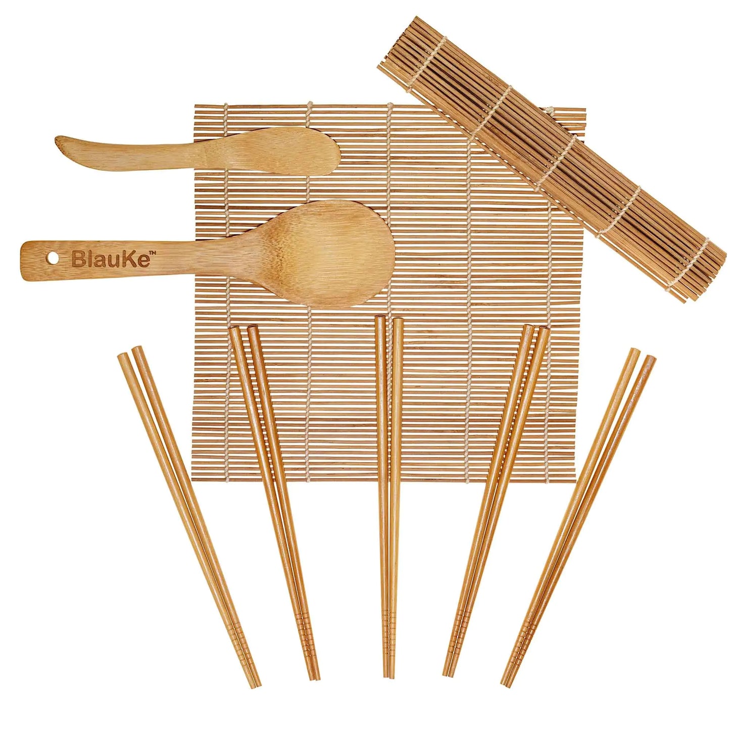 Sushi Making Kit for Beginners & Professionals – All-Natural Bamboo Set
