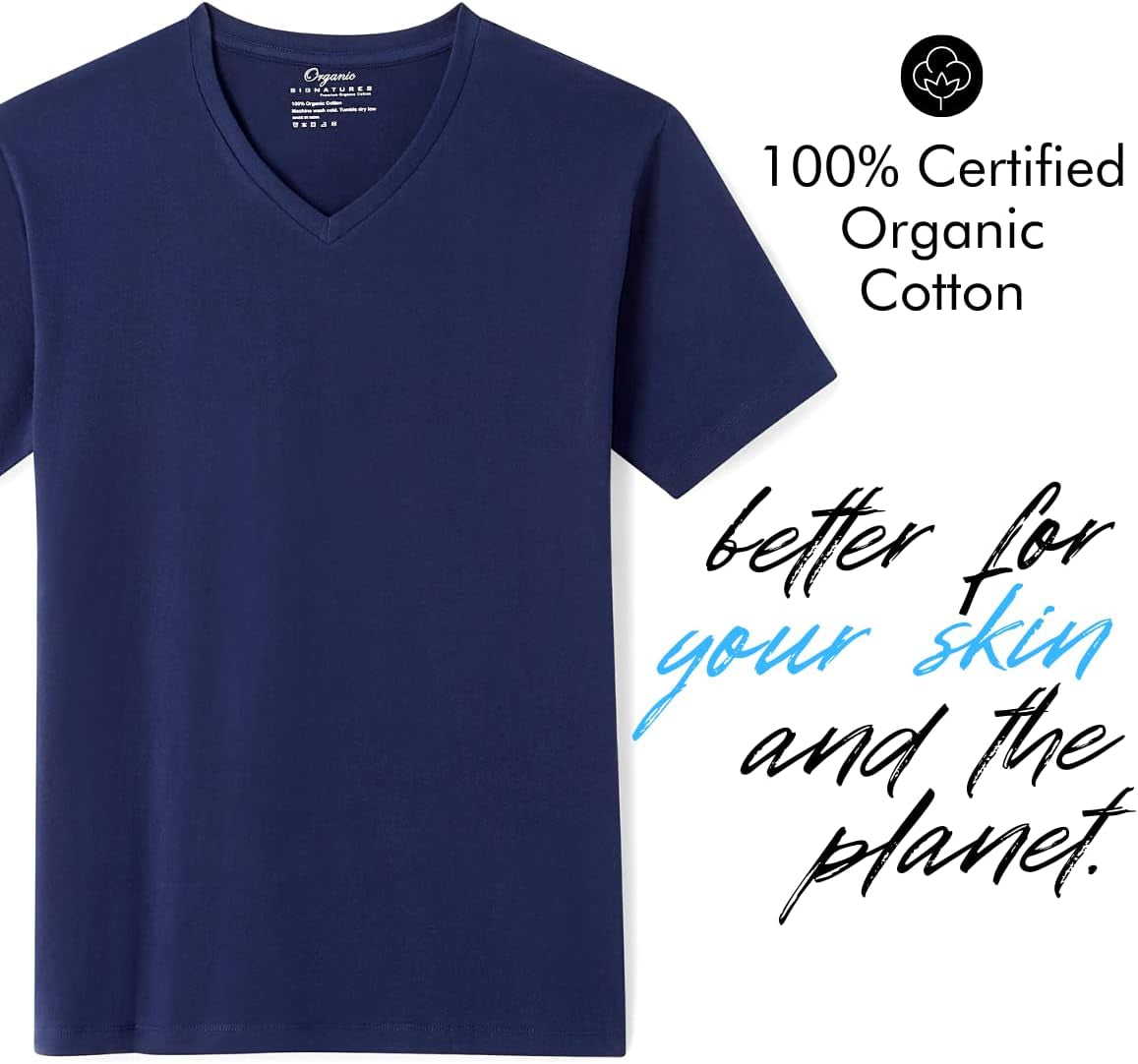 Ultra Soft 100% Organic Cotton V-Neck T-Shirt – Certified Sustainable, Modern Classic Fit