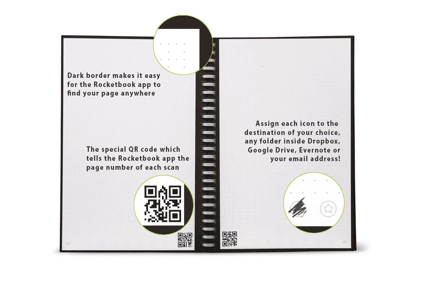 Rocketbook Wave Smart Reusable Notebook — Dot-Grid, 80 Pages, 8.5" x 9.5", Blue