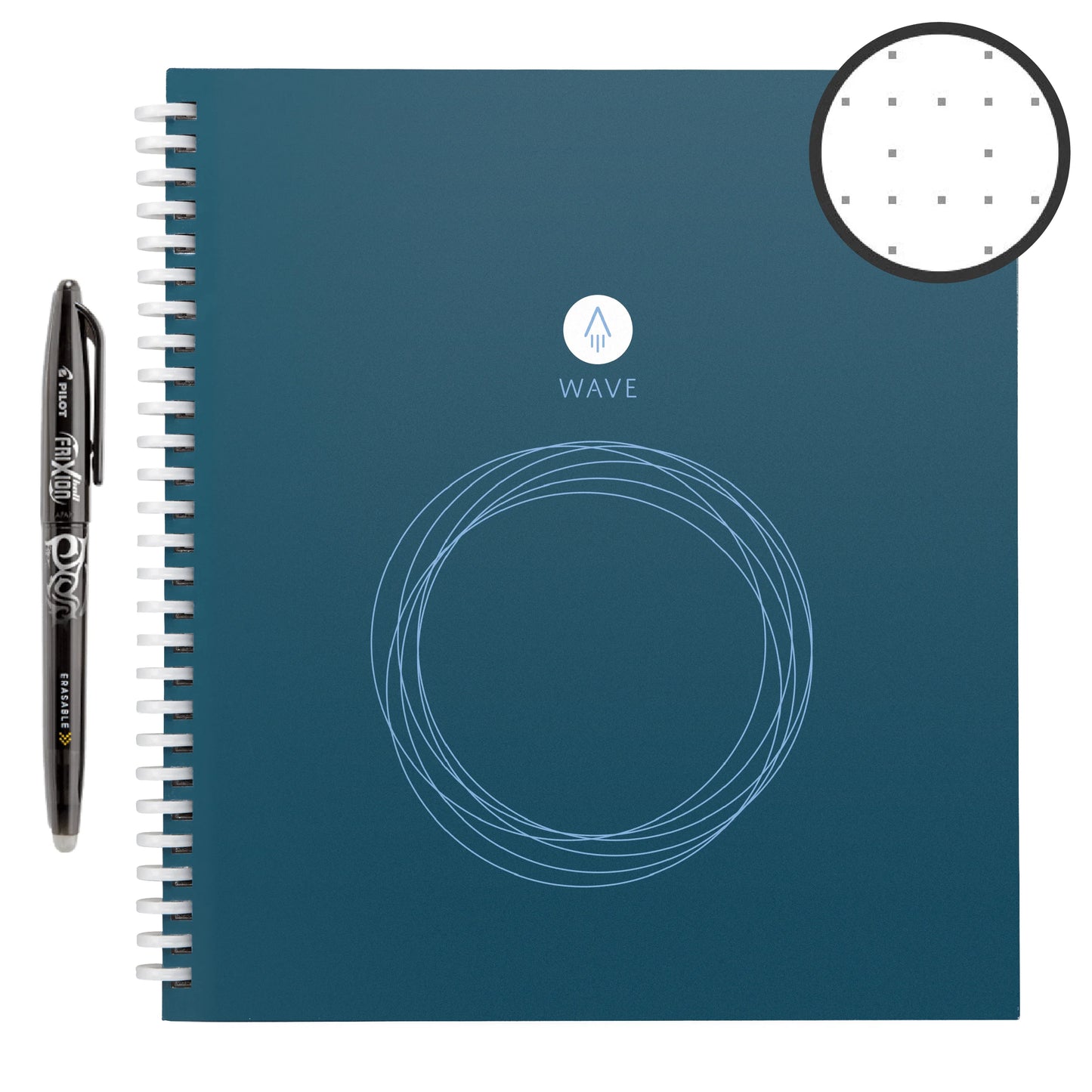 Rocketbook Wave Smart Reusable Notebook — Dot-Grid, 80 Pages, 8.5" x 9.5", Blue