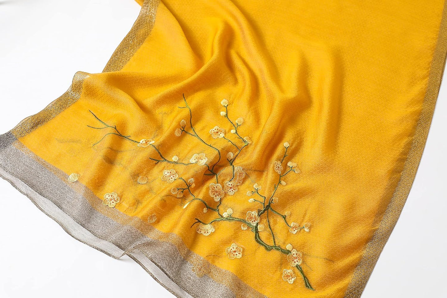 Elegant Silk Blend Embroidered Scarf