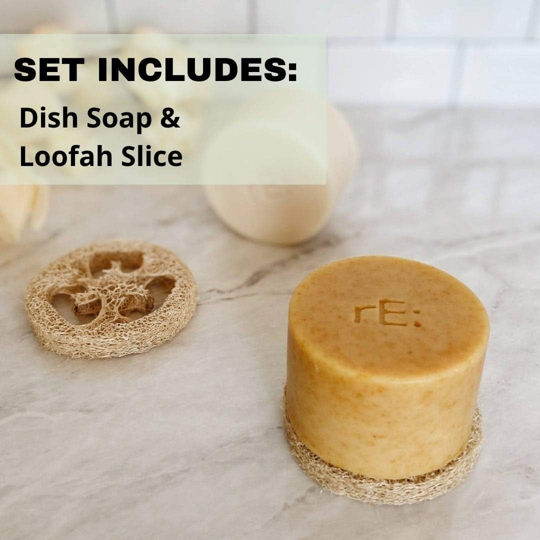🌿 Plastic-Free Dish Soap with Natural Loofah – Eco-Conscious Cleaning, Elevated