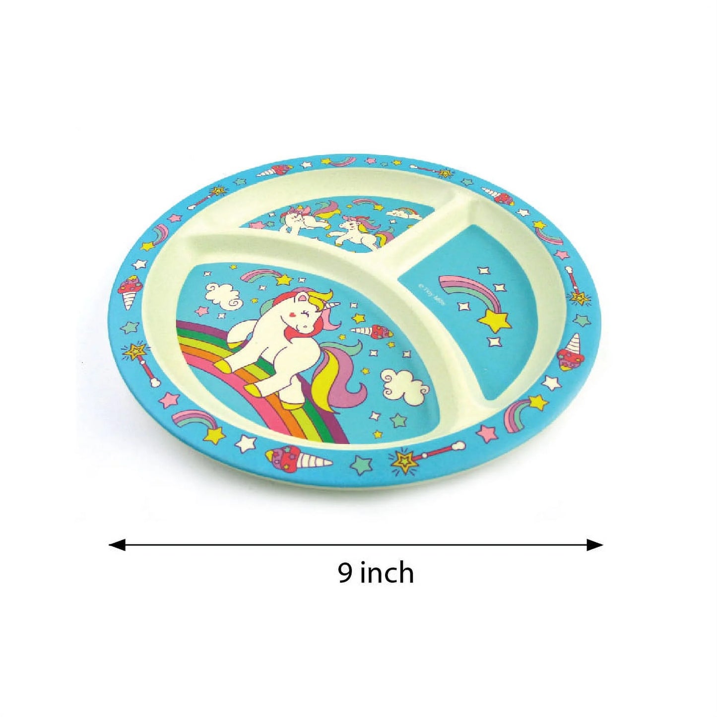 š¦ Magical Unicorn 4-Piece Kids Dinnerware Set ā Eco-Friendly, Biodegradable Plant Fiber Plate, Cup, Fork & Spoon ā Non-Toxic, BPA-Free, Microwave & Dishwasher Safe ā Gift-Boxed for Girls & Toddlers