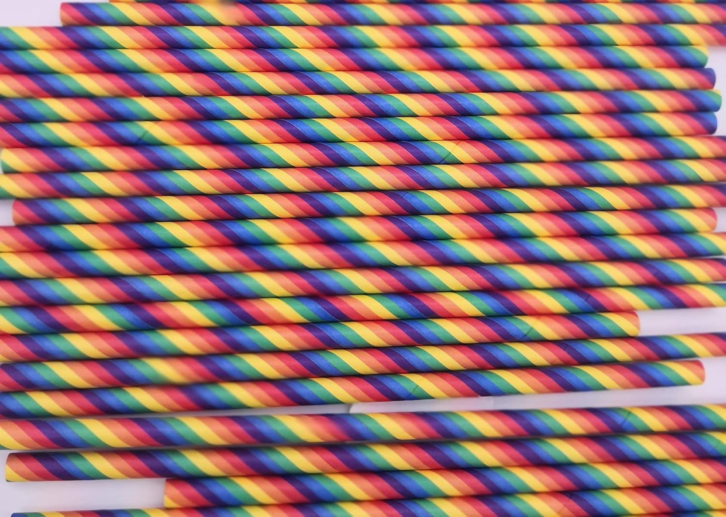 Rainbow Paper Straws for Wedding Party Summmer Party Beach Cocktail Baby Shower Biodegradable Drinking Straws Box of 100