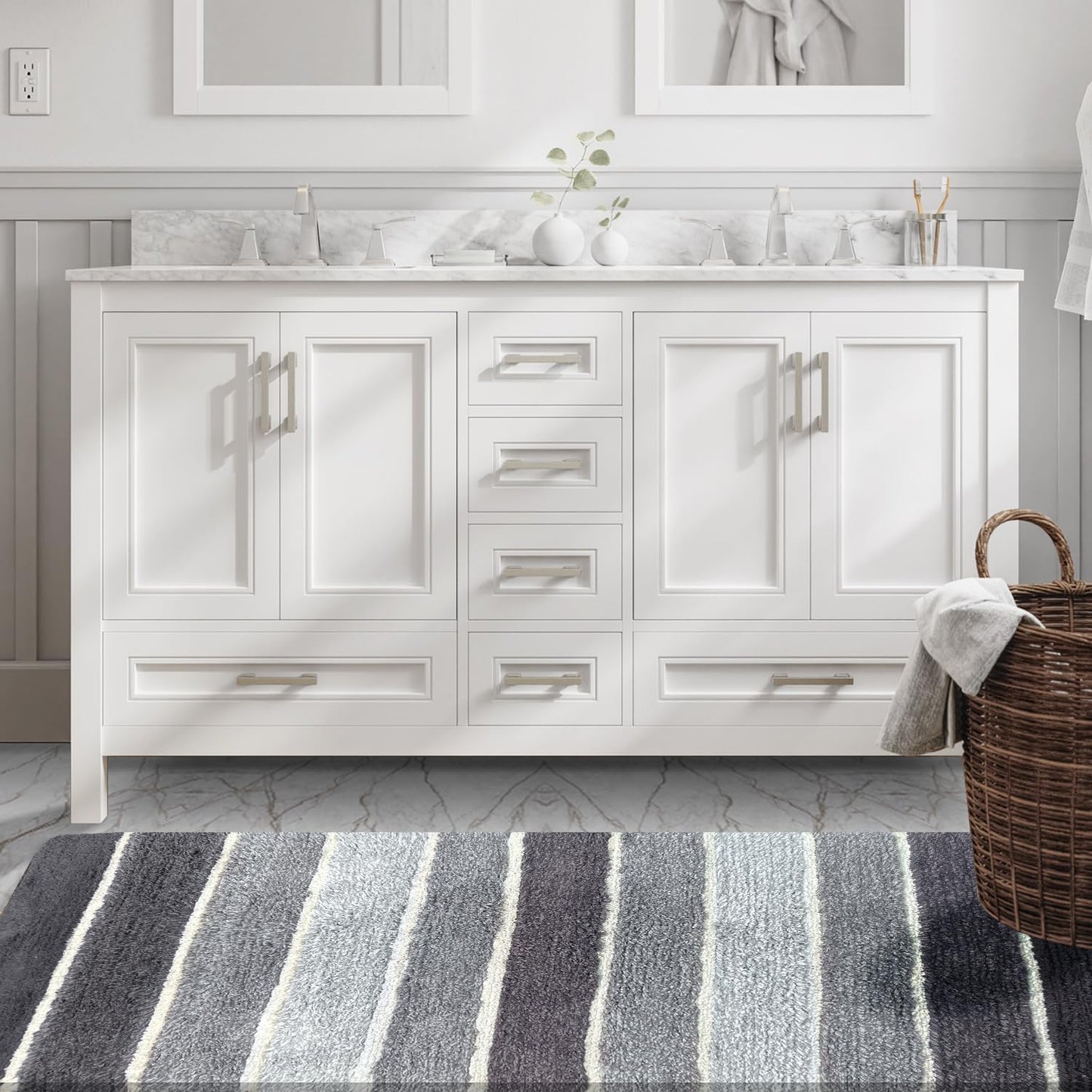 Chardin Home Soft & Cozy 100% Cotton Bath Rug – Plush Non-Slip Bathroom Mat, Quick-Drying and Absorbent, Multiple Colors & Sizes