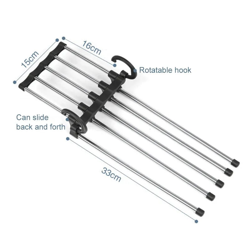 5-Tier Portable Stainless Steel Pants Hanger – Space-Saving, Durable Closet Organizer