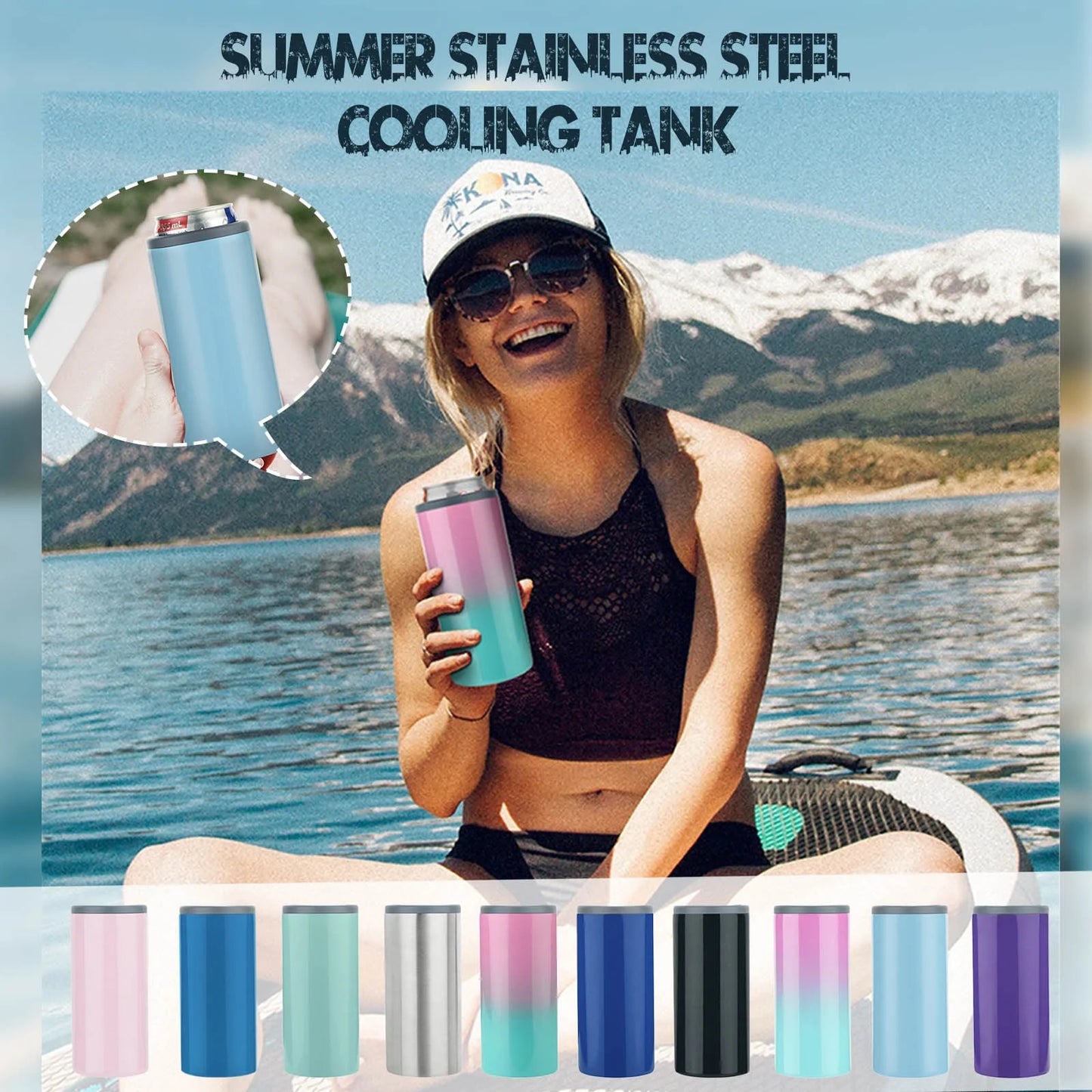 Stainless Steel Can Cooler – Insulated Beverage Holder for 12 oz Slim Cans – Keeps Drinks Ice Cold for Hours