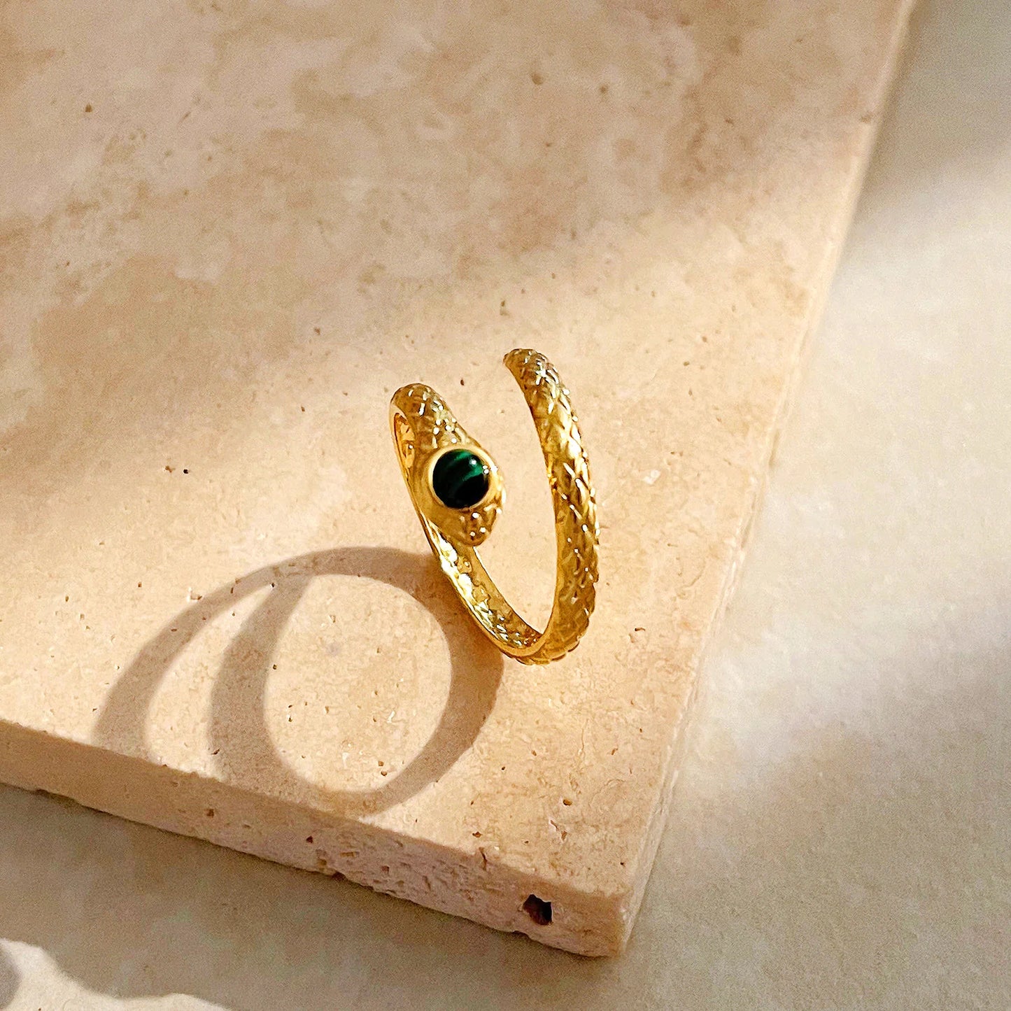 Gold Plated Stainless Steel Snake Ring – Stylish & Durable Fashion Jewelry