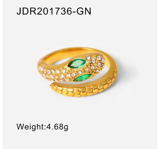 Gold Plated Stainless Steel Snake Ring – Stylish & Durable Fashion Jewelry