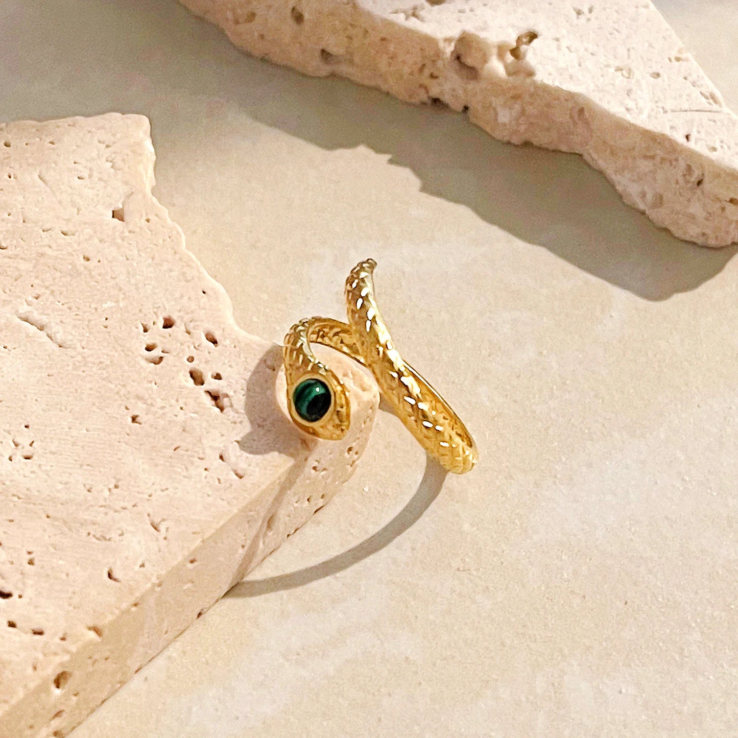 Gold Plated Stainless Steel Snake Ring – Stylish & Durable Fashion Jewelry