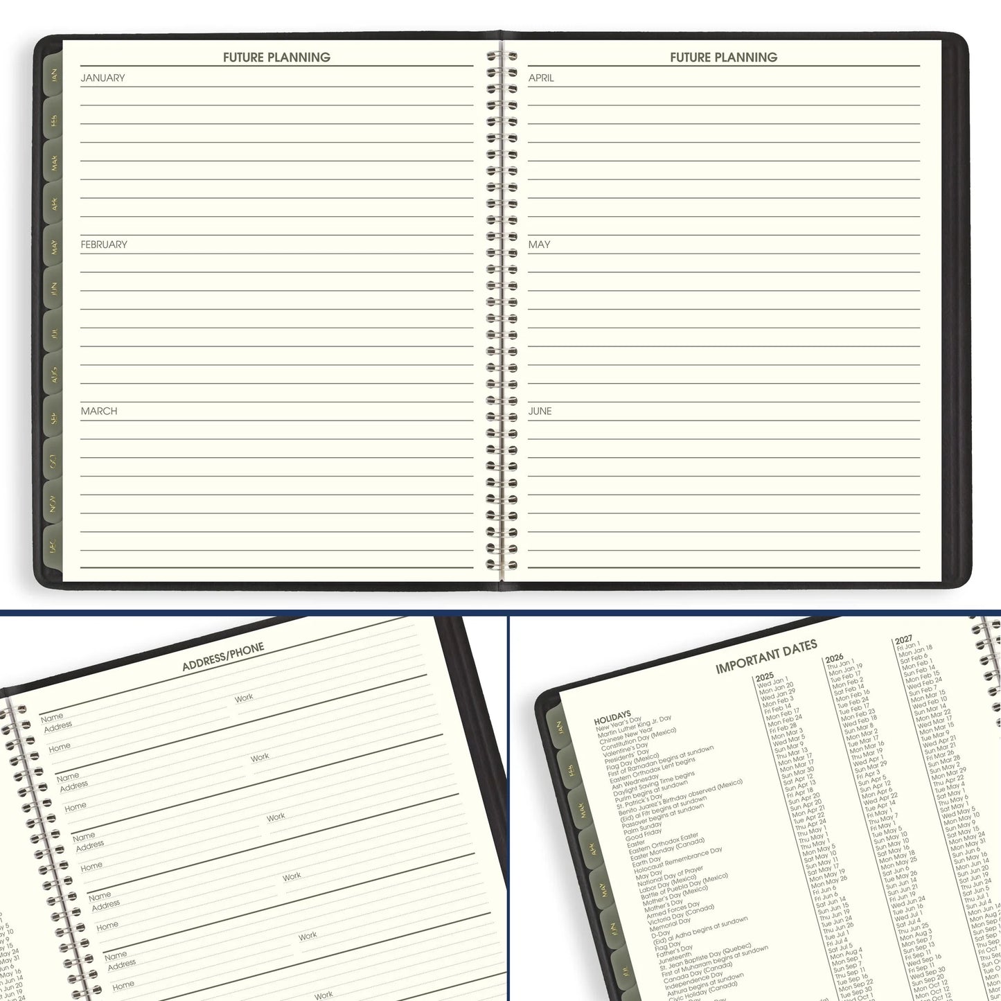 AT-A-GLANCE 2025 Recycled Monthly Planner – Black, Large 9" x 11"