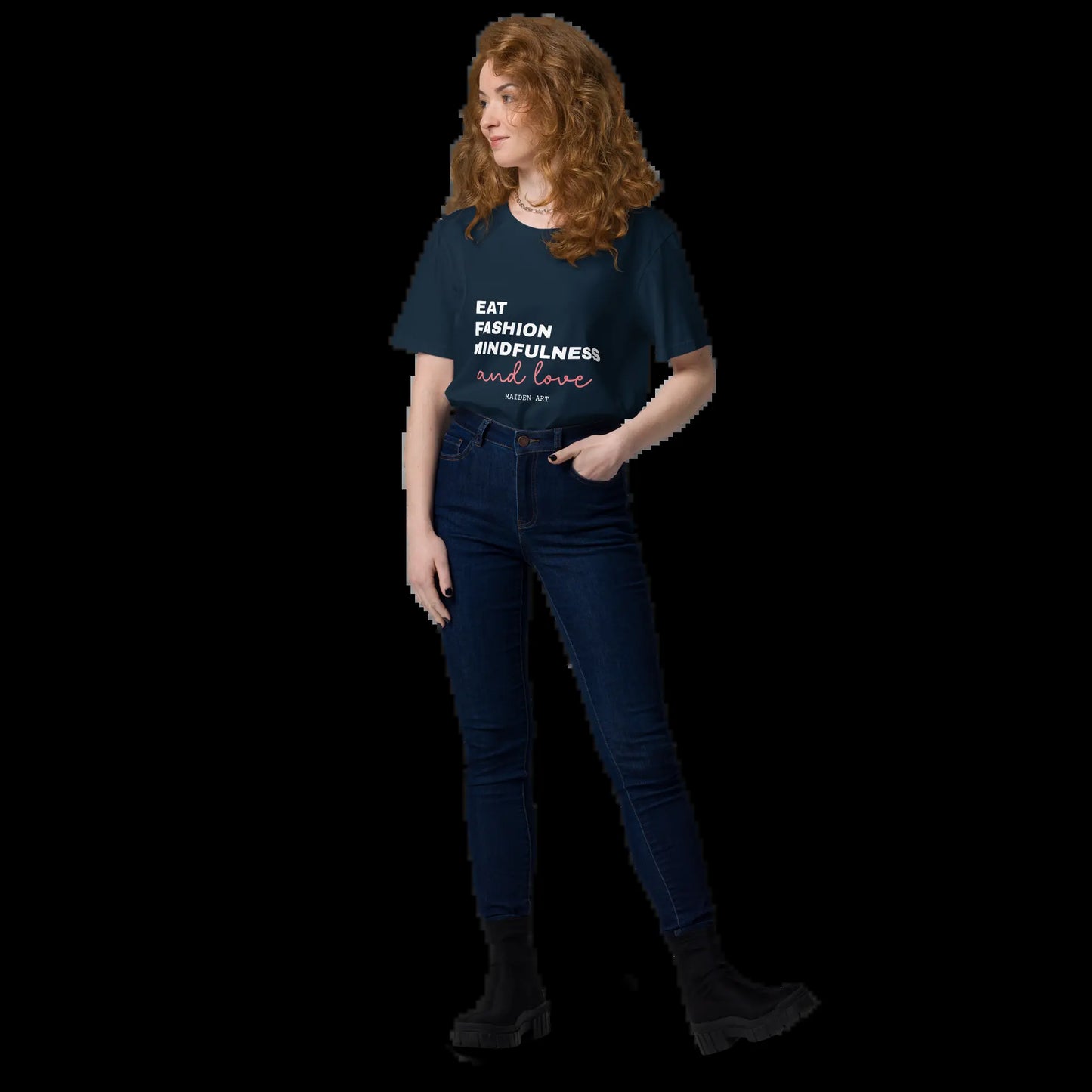 Unisex Organic Cotton T-Shirt – Eat, Fashion Mindfulness and Love – Eco-Friendly, Ethical & Stylish
