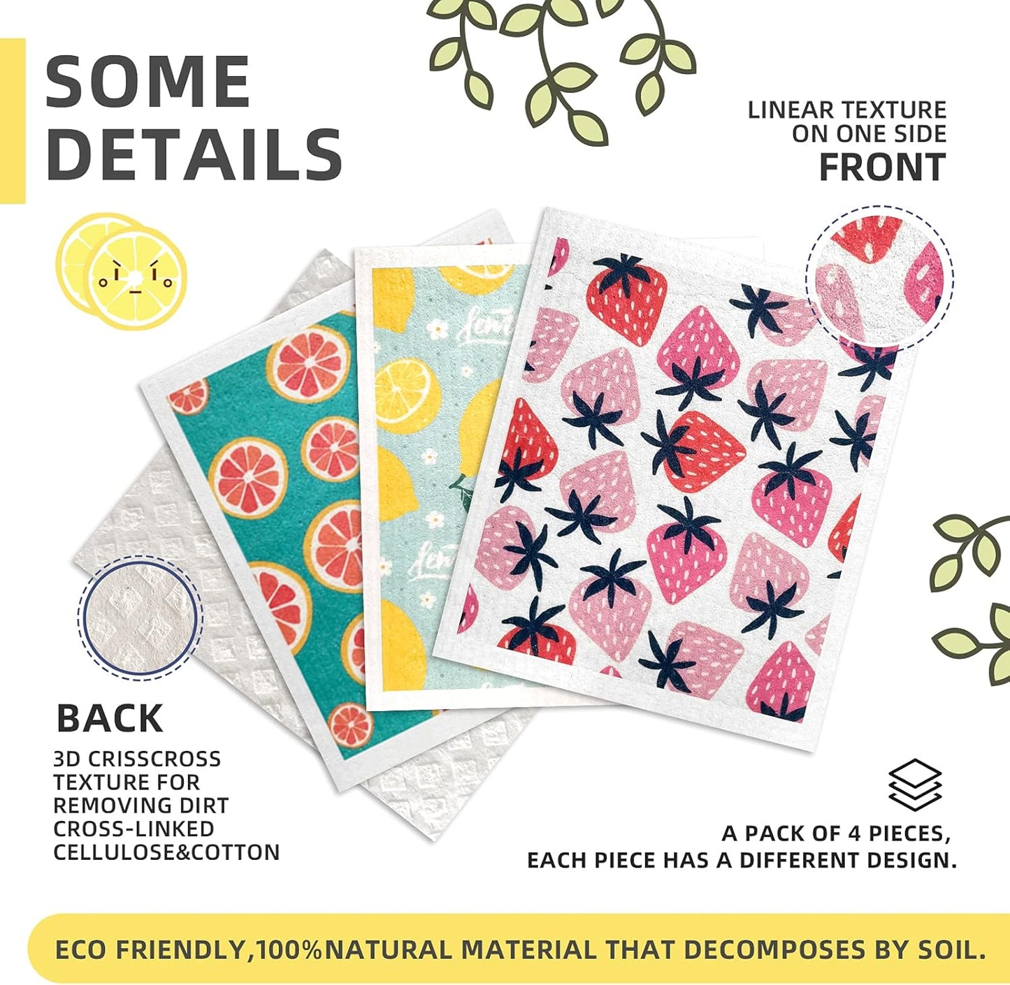 🌿 Eco-Friendly Swedish Dishcloths – 100% Compostable Wood Pulp & Cotton