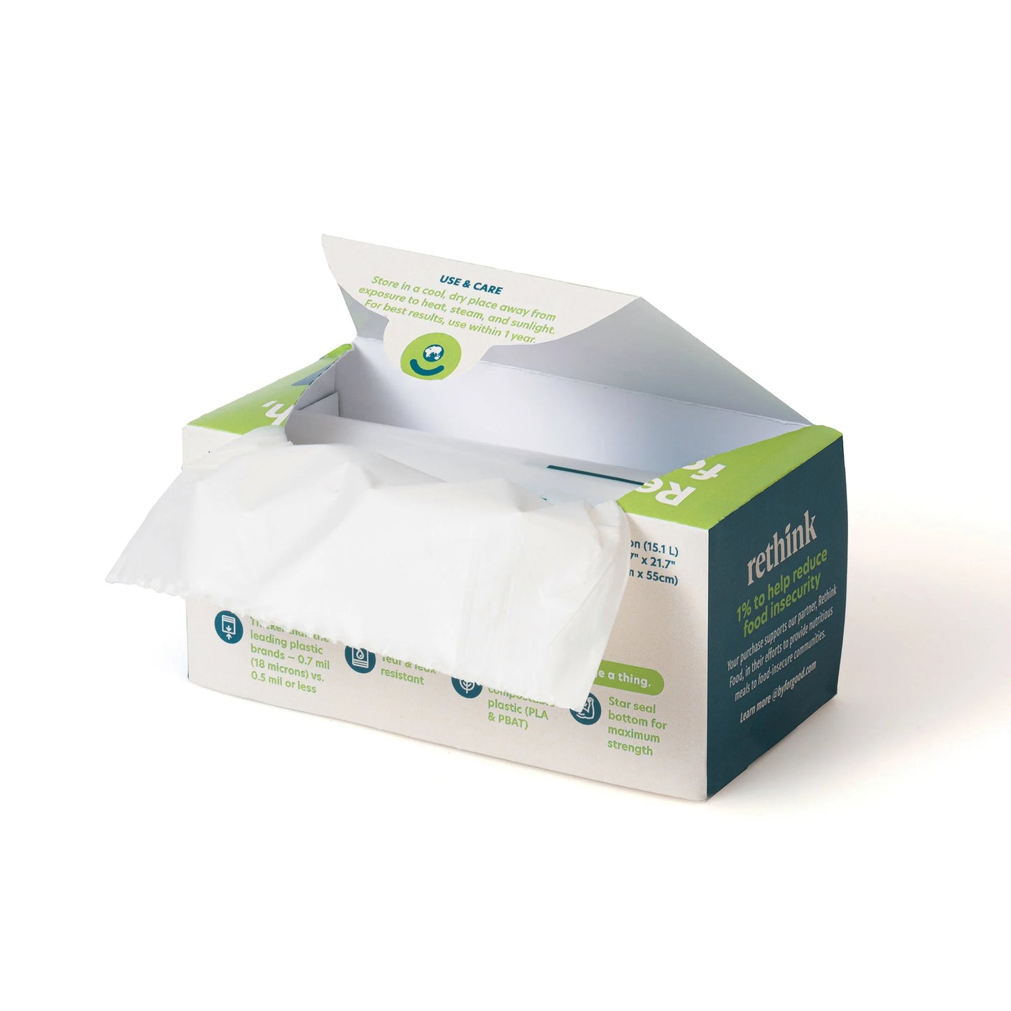 For Good™ Compostable Small Trash Bags – 4 Gallon, Plant-Based, Tear-Resistant – BPI Certified for Home & Office Use (White with Green Text, 25 Count)