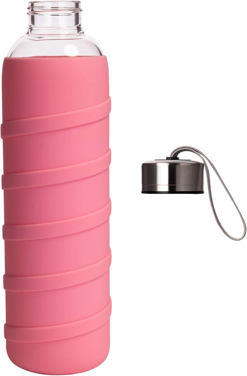 Ferexer Borosilicate Glass Water Bottle with Silicone Sleeve – BPA-Free, Leak-Proof, Reusable, Dishwasher Safe for Hot & Cold Drinks, 20oz