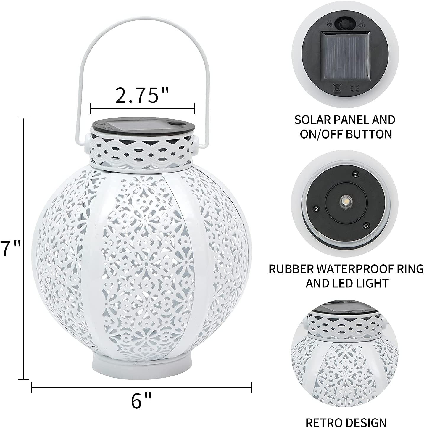 Outdoor Solar Lanterns – 2 Pack Retro Hollow Metal Hanging Lights for Garden & Patio