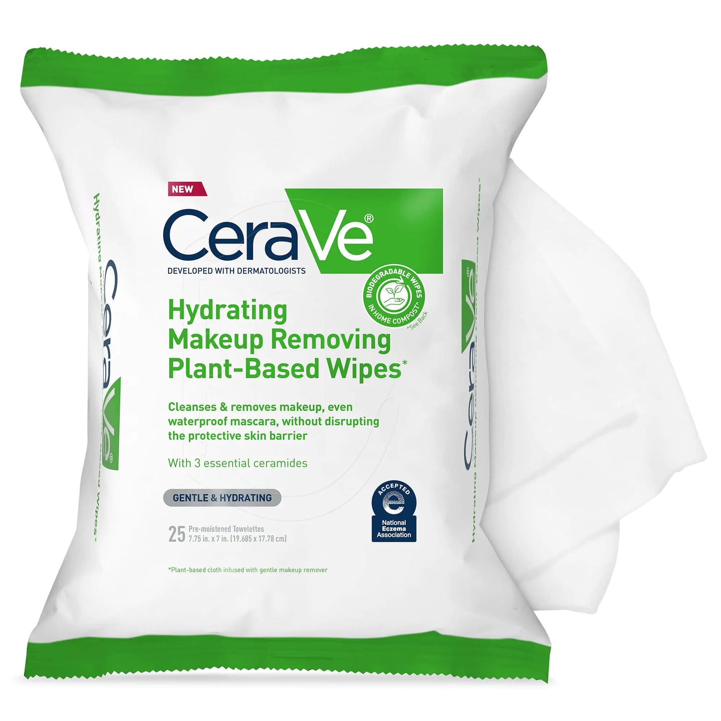 CeraVe Hydrating Facial Cleansing Makeup Remover Wipes – 25 Count