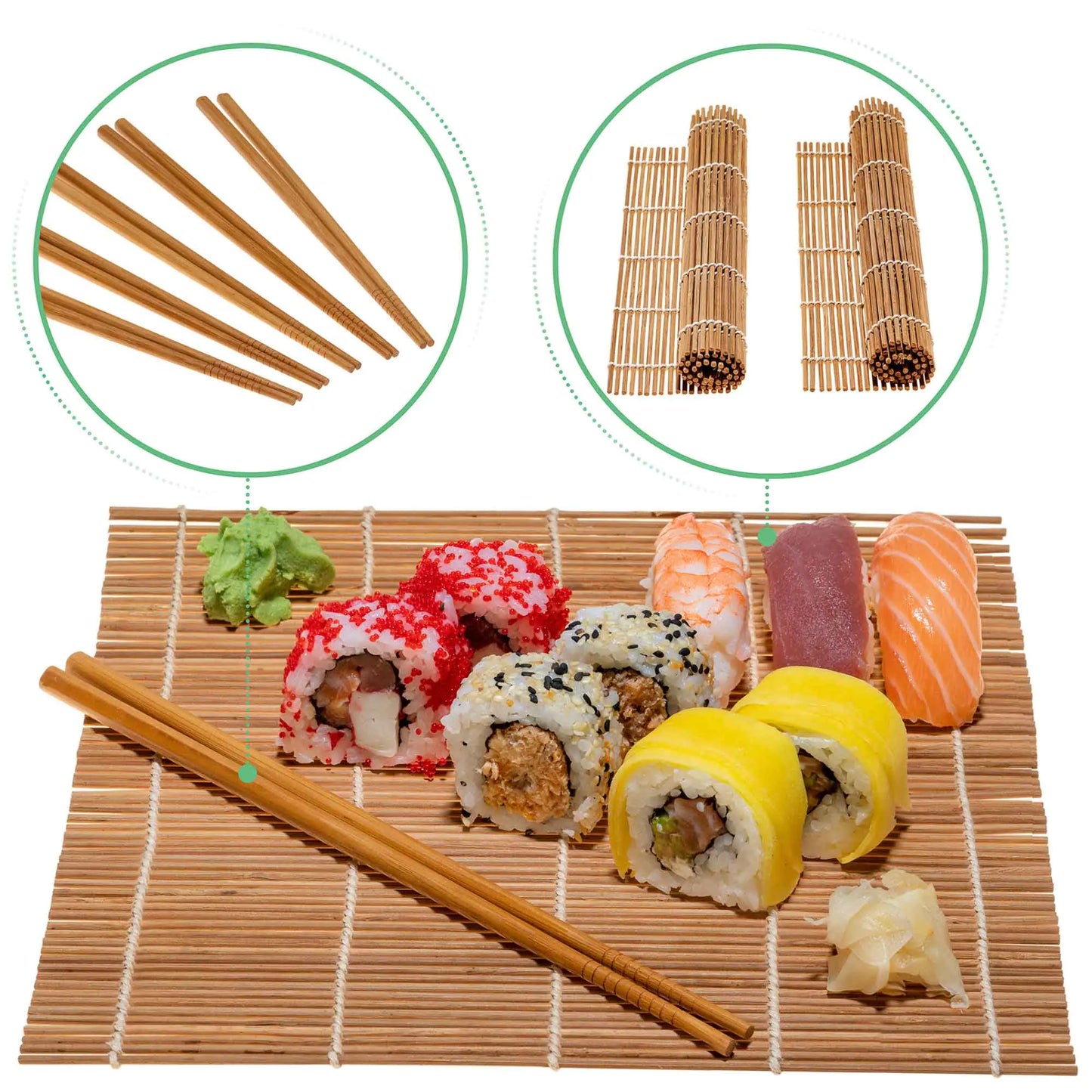 Sushi Making Kit for Beginners & Professionals – All-Natural Bamboo Set
