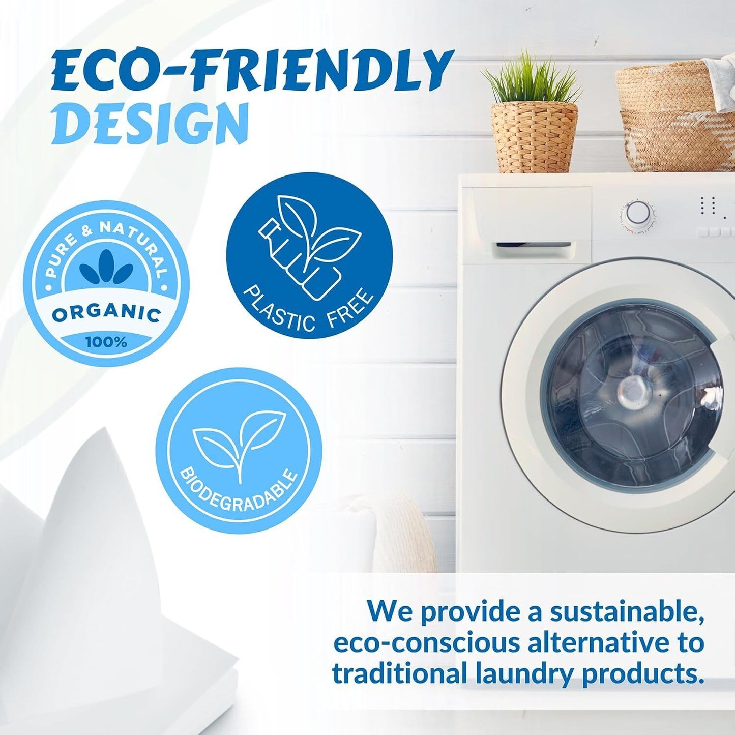Naturesland Premium Unscented Laundry Detergent Sheets — 100 Loads, Eco-Friendly & Hypoallergenic (50 Sheets)