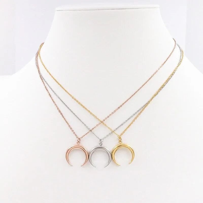 Moon Necklace Stainless Steel – Elegant Celestial Jewelry
