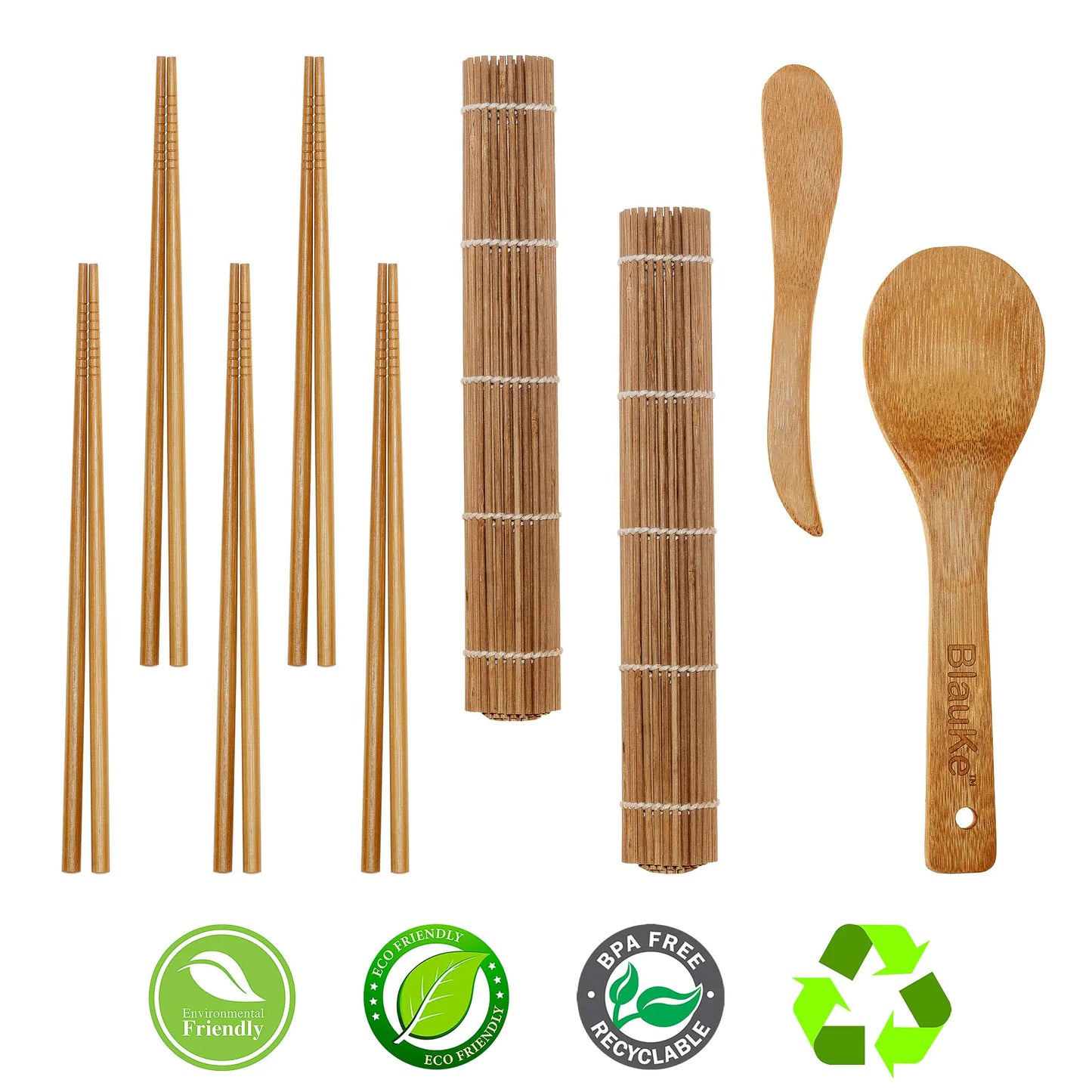 Sushi Making Kit for Beginners & Professionals – All-Natural Bamboo Set