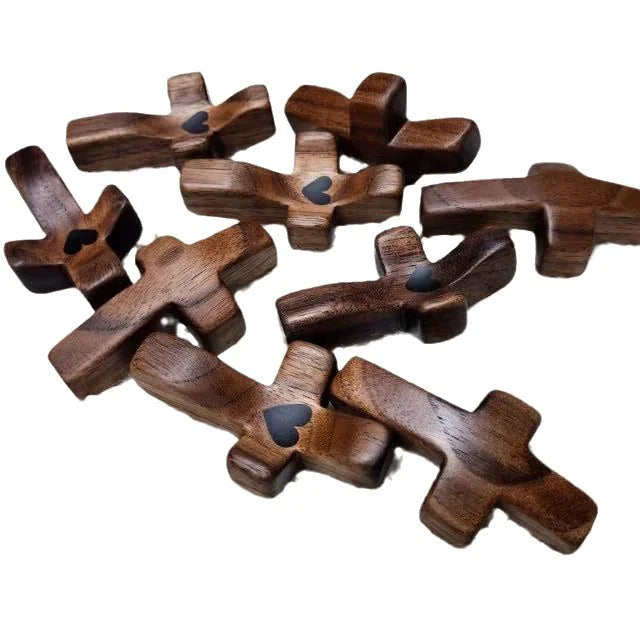 3-Piece Cross My Heart Encouragement Gift – Wooden Cross with Epoxy Heart