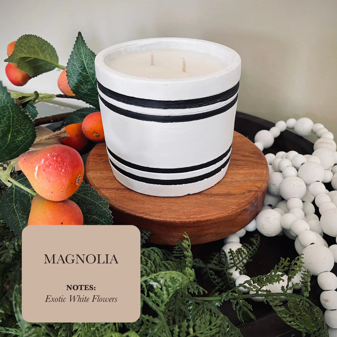 Magnolia Whisper – Hand-Poured Soy Candle in Cement Vessel