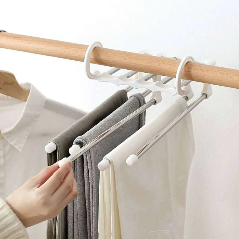 5-Tier Portable Stainless Steel Pants Hanger – Space-Saving, Durable Closet Organizer