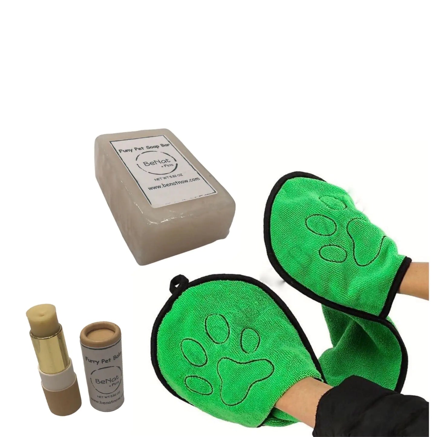 Natural Pet Grooming Set โ 3-Piece Eco-Friendly Bundle with Soap, Balm & Towel