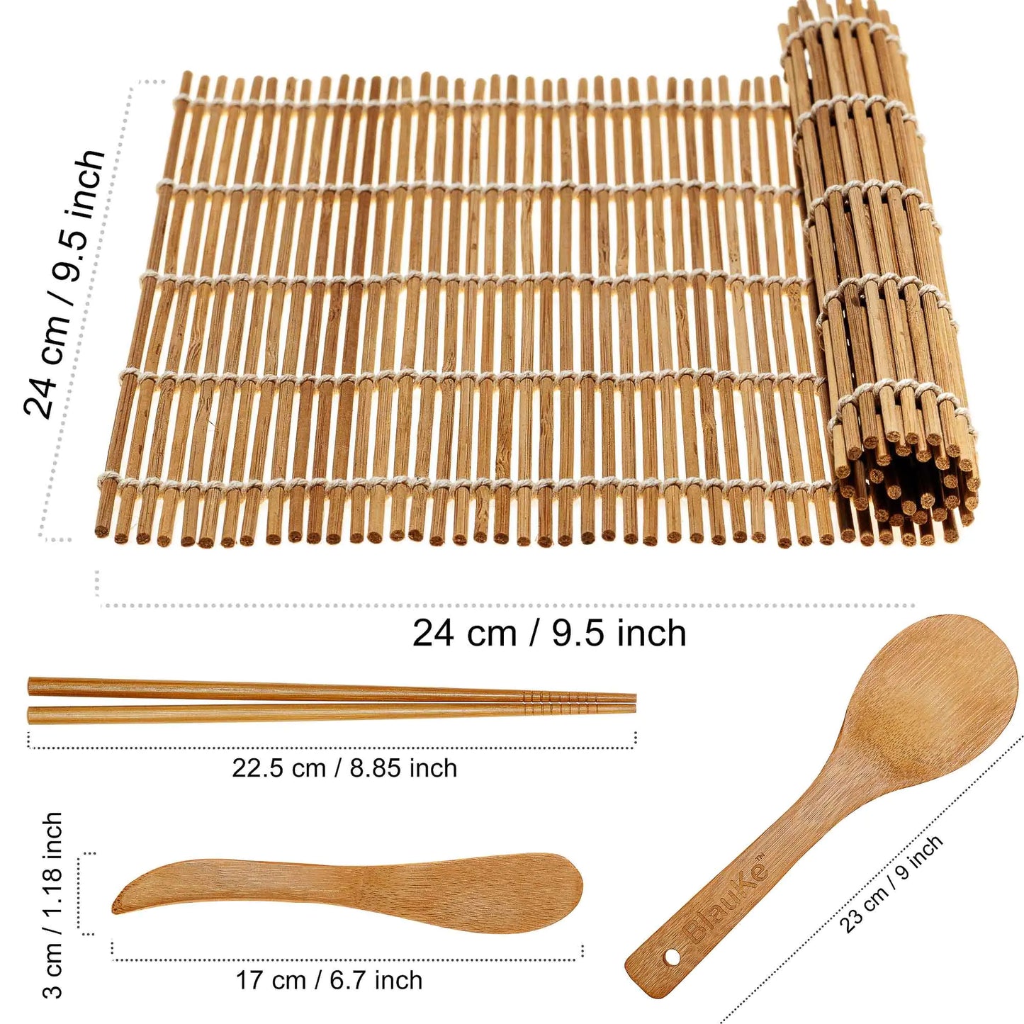 Sushi Making Kit for Beginners & Professionals – All-Natural Bamboo Set