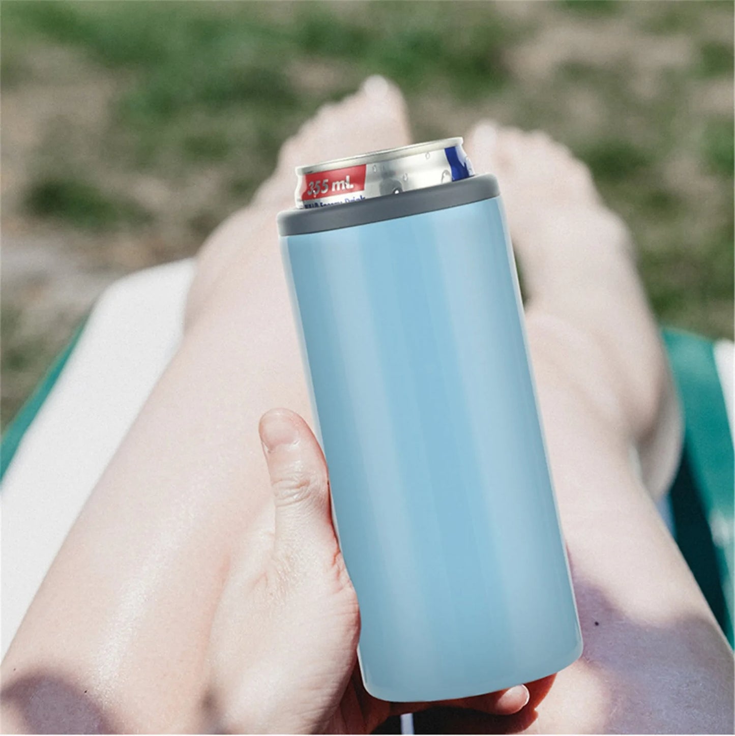Stainless Steel Can Cooler – Insulated Beverage Holder for 12 oz Slim Cans – Keeps Drinks Ice Cold for Hours