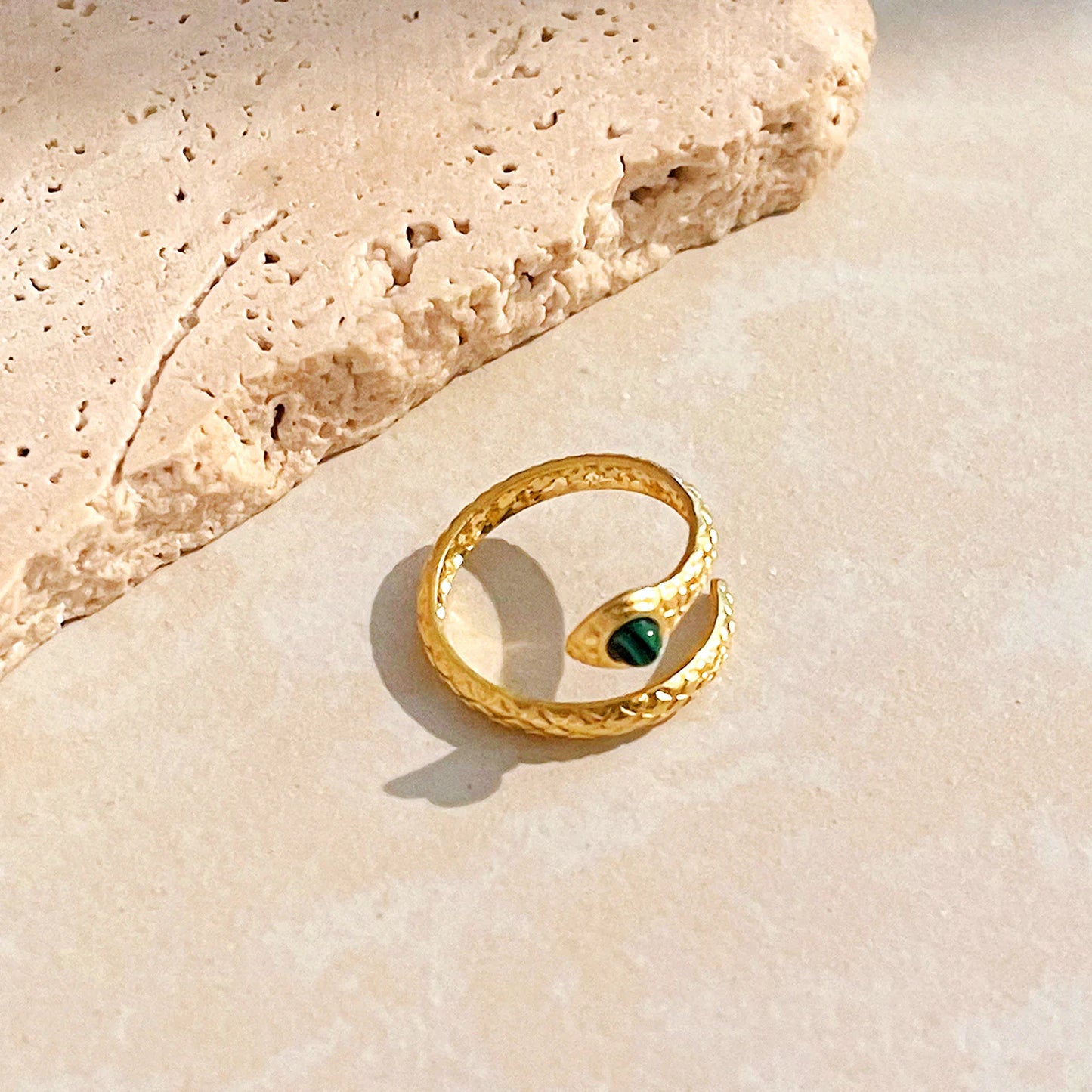 Gold Plated Stainless Steel Snake Ring – Stylish & Durable Fashion Jewelry