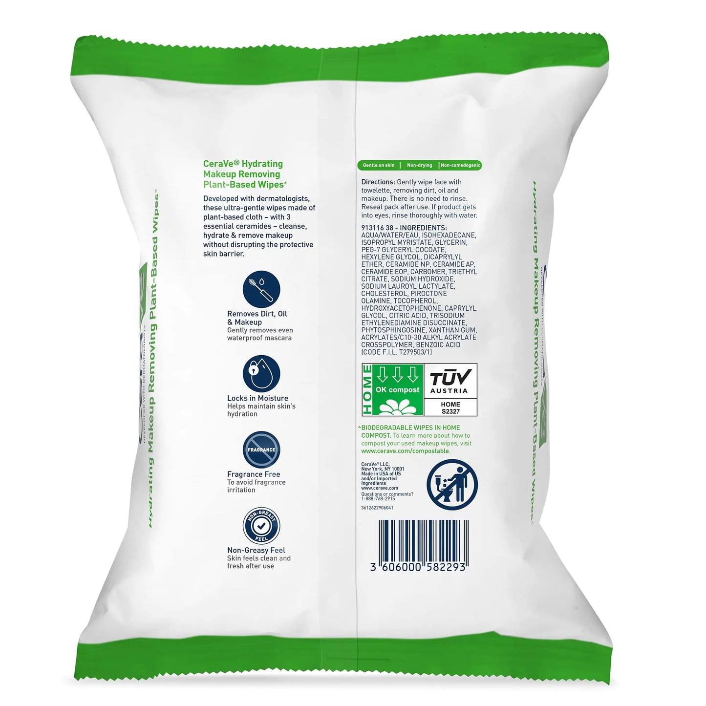 CeraVe Hydrating Facial Cleansing Makeup Remover Wipes – 25 Count
