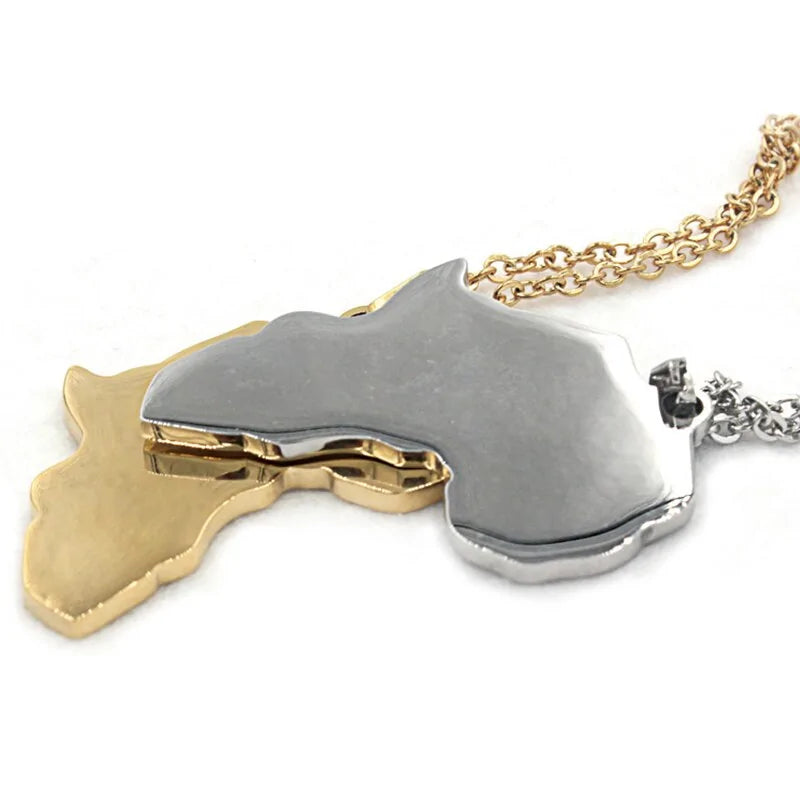 Africa Map Stainless Steel Pendant Necklace