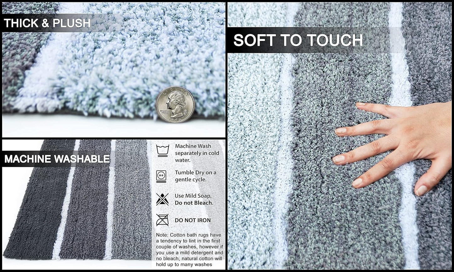 Chardin Home Soft & Cozy 100% Cotton Bath Rug – Plush Non-Slip Bathroom Mat, Quick-Drying and Absorbent, Multiple Colors & Sizes