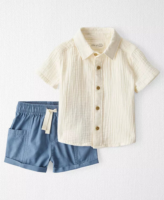 Eco-Friendly Organic Cotton Baby Outfit – 2-Piece Shirt & Shorts Set by Little Planet