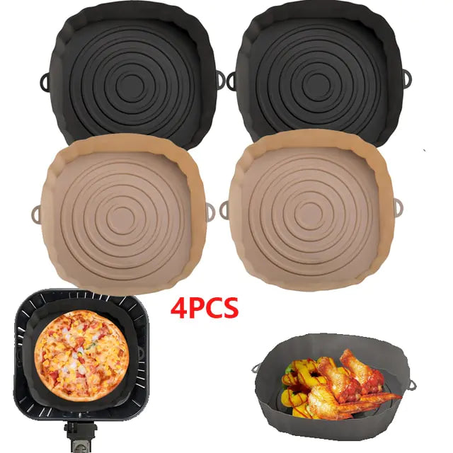 4pcs Silicone Air Fryer Basket Airfryer Oven Mold Baking Tray