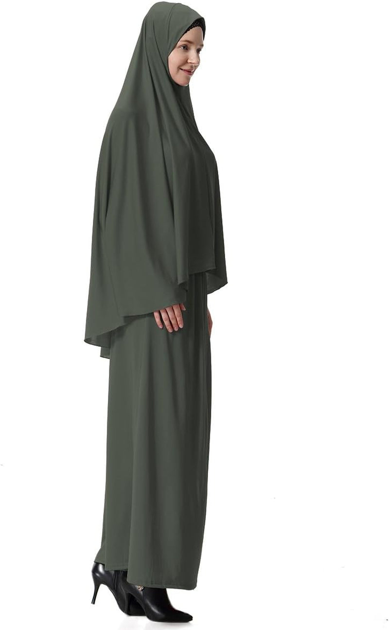 Muslim Islamic Women'S Khimar 2Pcs Sets Soft Distinctive Prayer Dress Hijab Abaya Suit(10 Colors Available)