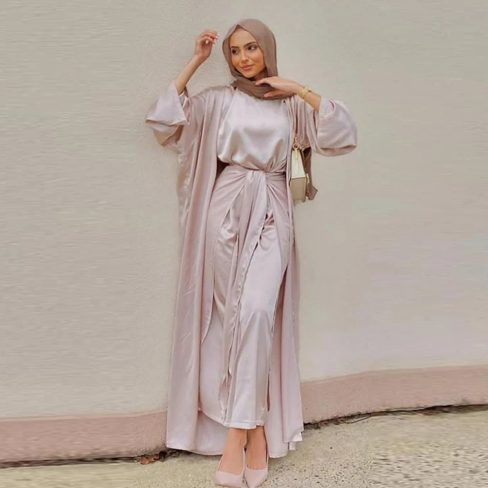 Serenya Satin Kaftan Abaya Set