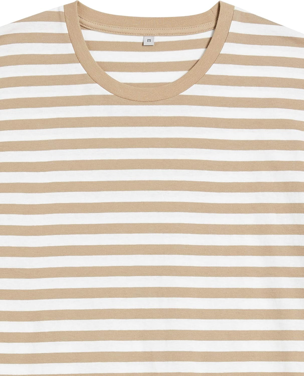 Men’s Organic Cotton T-Shirts – 2-Pack Essential Short Sleeve Tees (Brown/White, Plain & Striped)