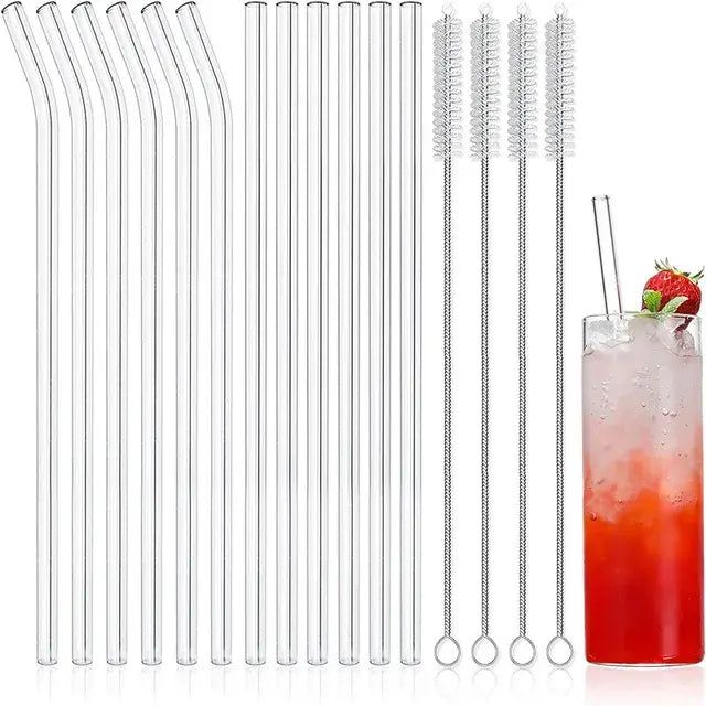 12-Pack Reusable Glass Straws