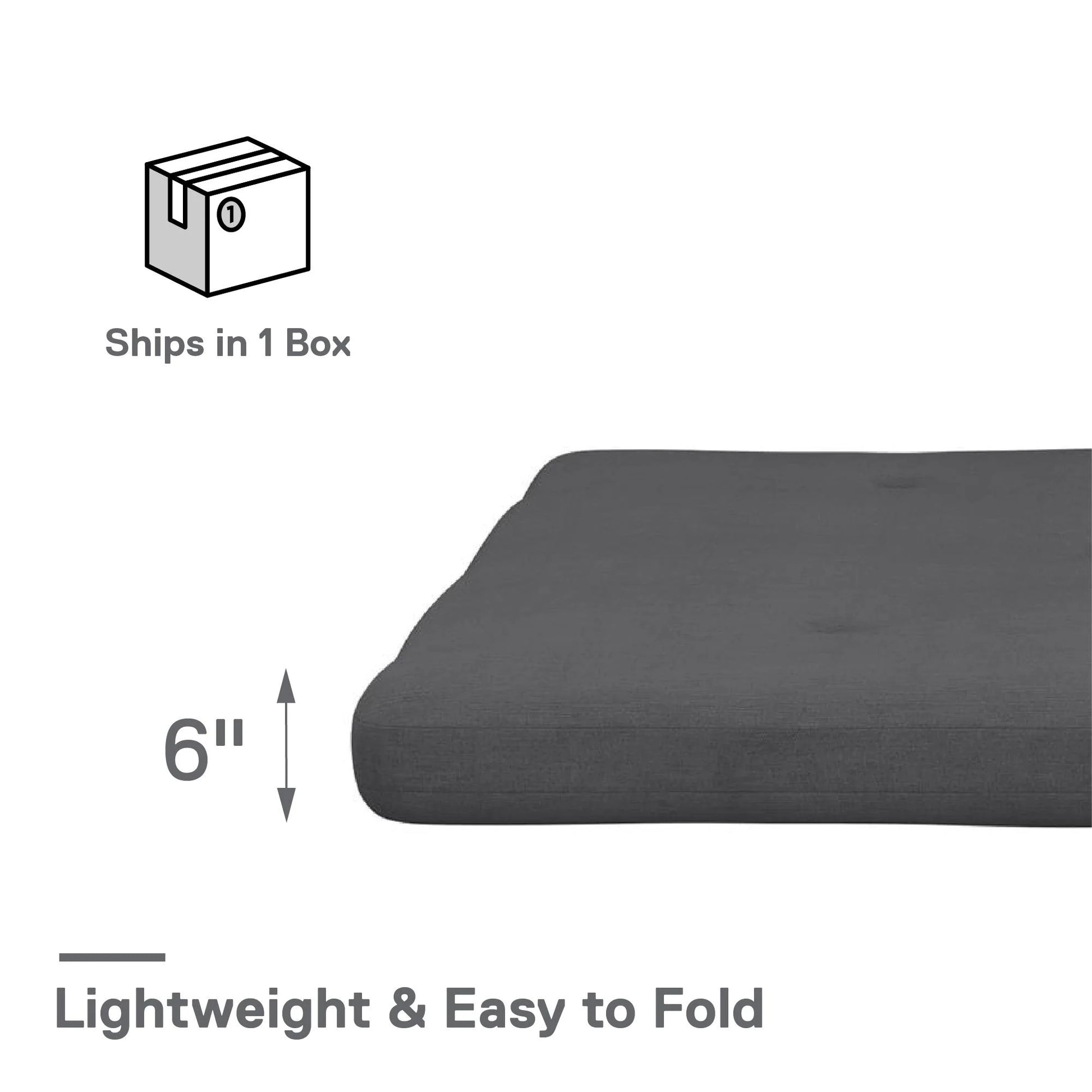 Caddie 6-Inch Futon Mattress – Full Size, Gray Linen