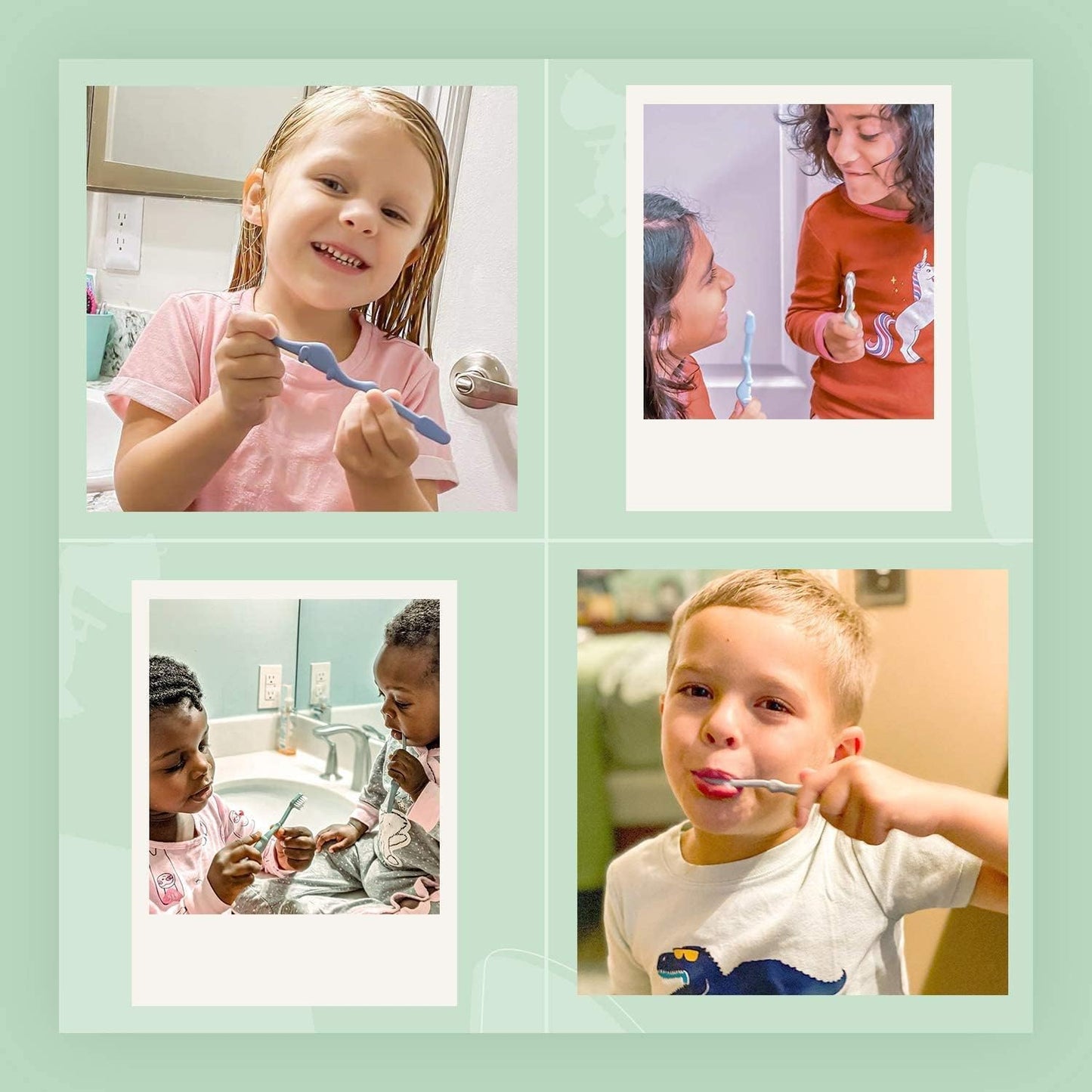 ® All-Natural Eco Friendly Kids Toothbrush Made from Plants - Dinosaurs 4-36M - Baby to Toddler - Blue/Green - 4Pk | 1% for the Planet Product