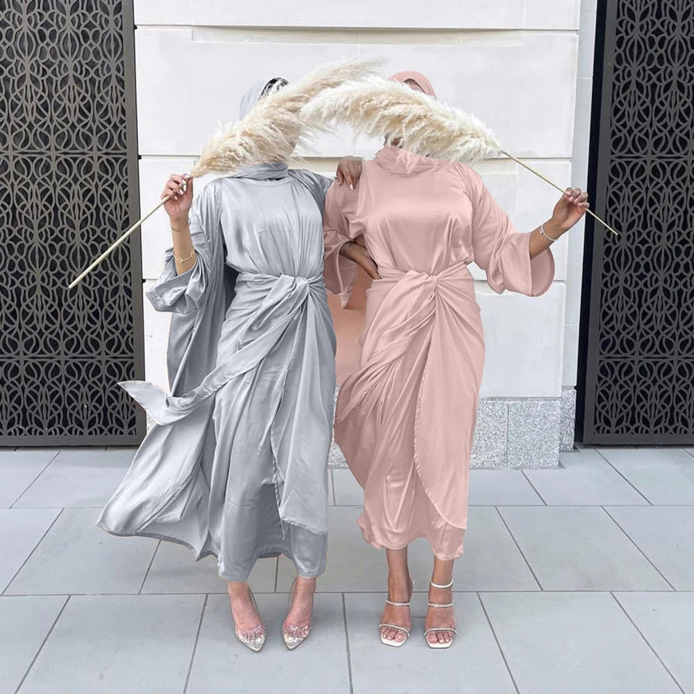 Serenya Satin Kaftan Abaya Set