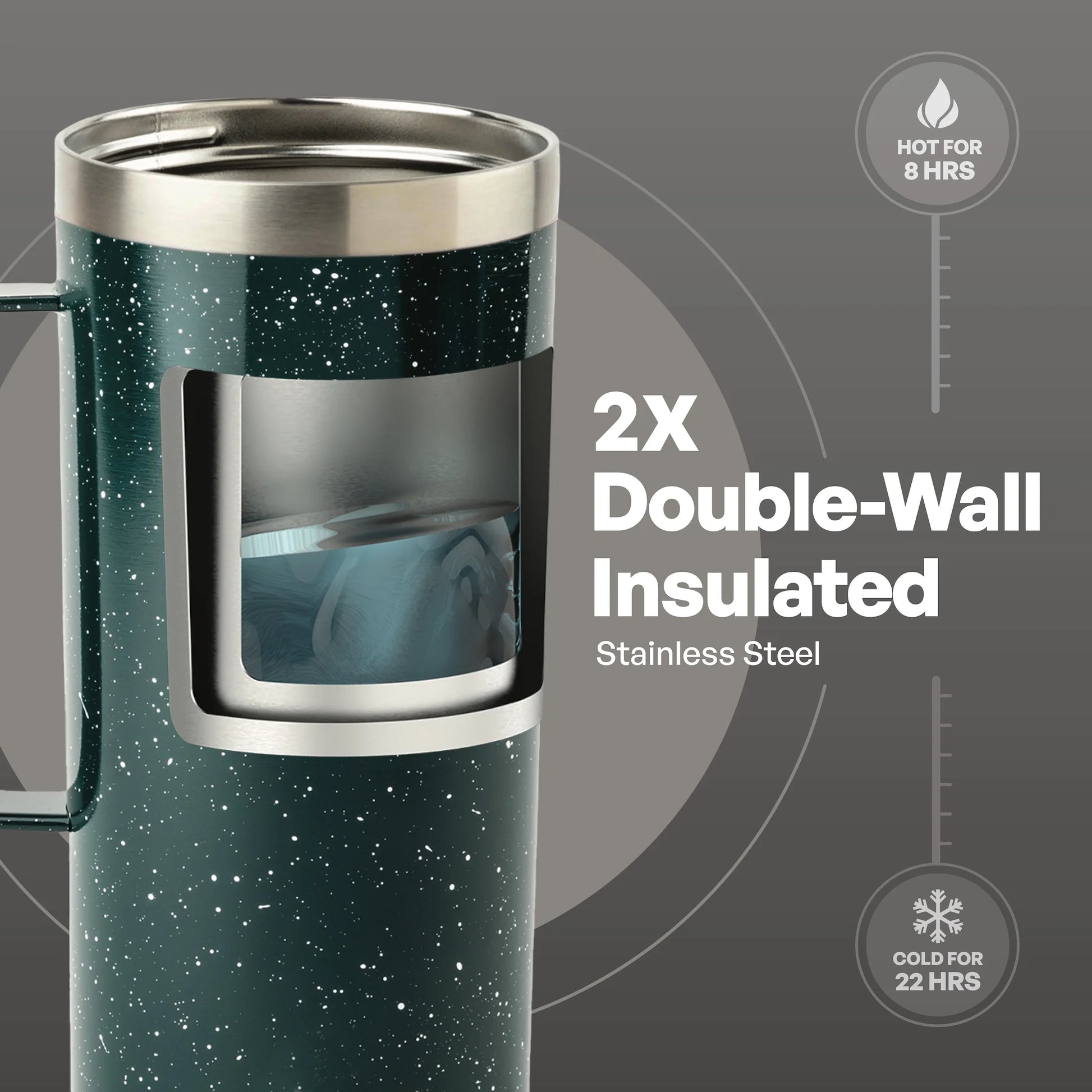TAL Stainless Steel Mountaineer Travel Mug – 20 oz, Teal Speckle